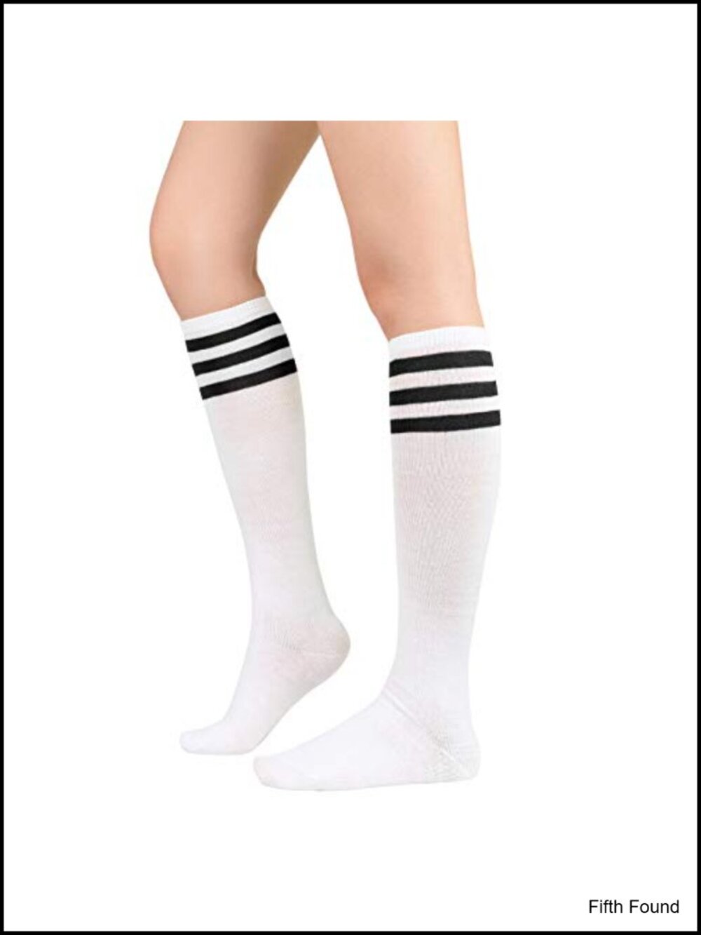 Womens Knee High Athletic Tube Socks Striped Polyester Acrylic Spandex